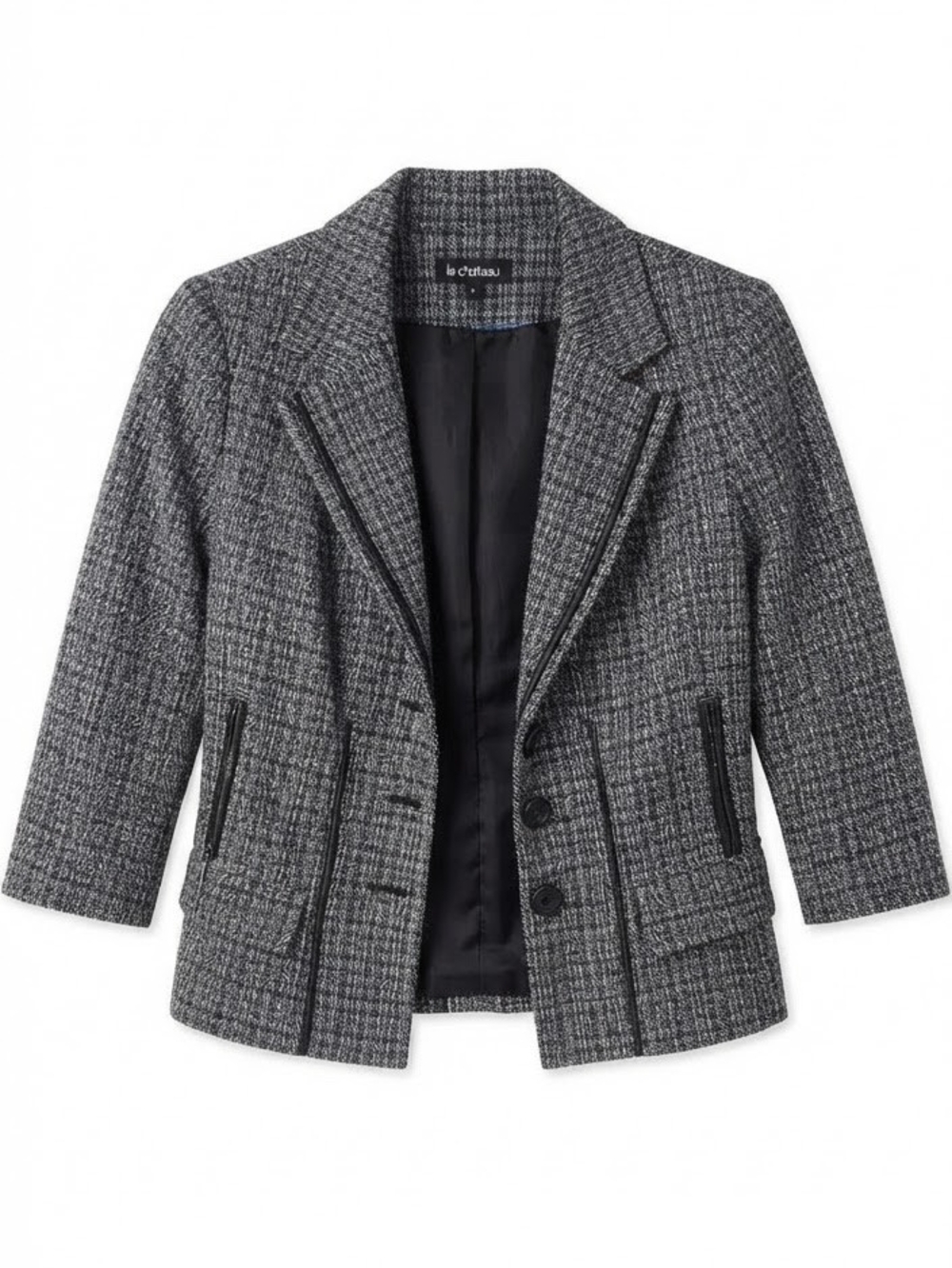le chateau Gray Tweed Notch Lapel Blazer